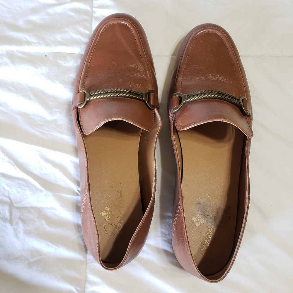 Brown leather loafers